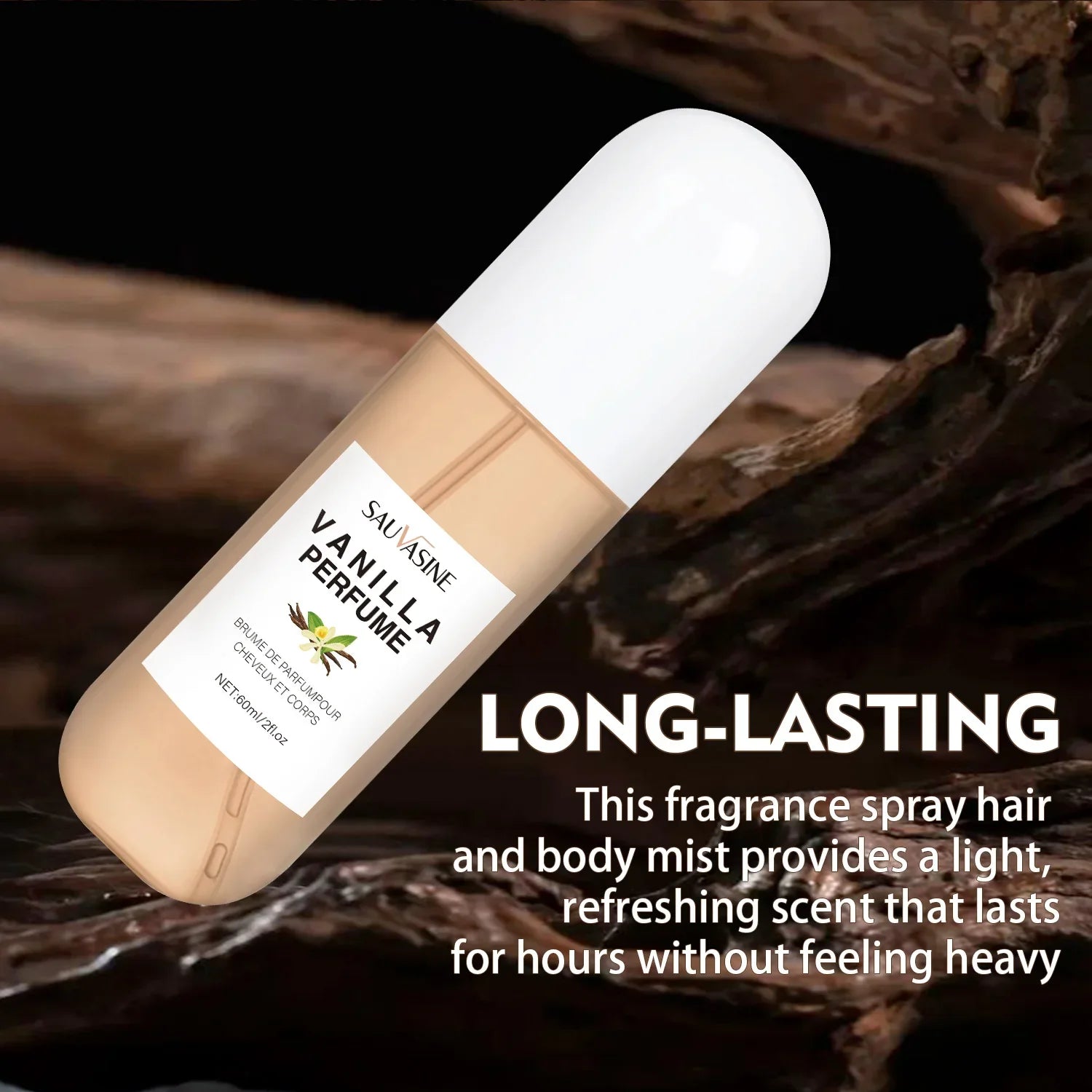 Bruma corporal de piel de vainilla Perfume de piel de vainilla Niebla corporal y cabello para mujeres y hombres Spray corporal con fragancia de larga duración (2,3 fl oz)