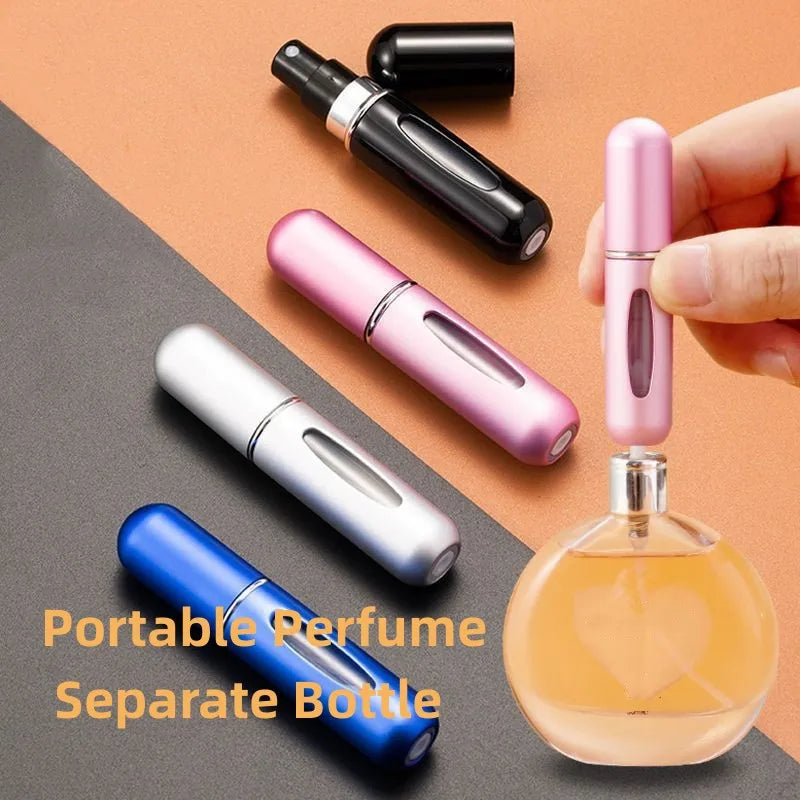 Botella pulverizadora de perfume de viaje portátil de 5 ml con herramientas para el cuidado de la piel, cómoda y fácil de transportar, ideal para uso y retocaciones en movimiento