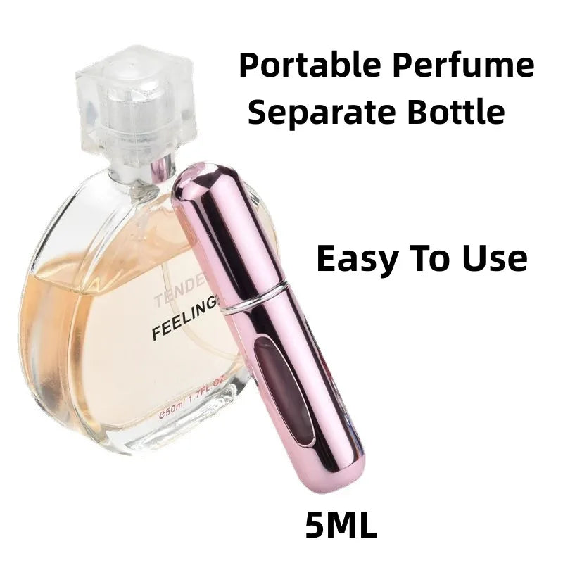 Botella pulverizadora de perfume de viaje portátil de 5 ml con herramientas para el cuidado de la piel, cómoda y fácil de transportar, ideal para uso y retocaciones en movimiento