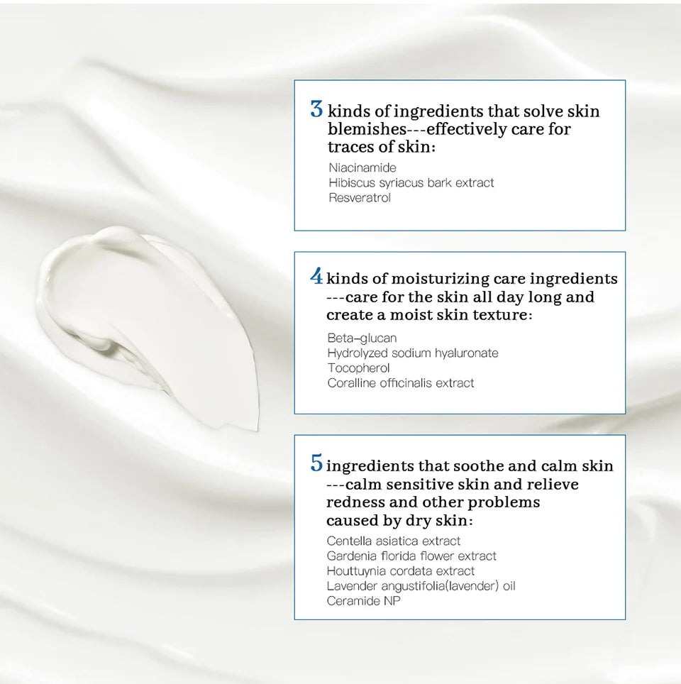 345 Crema para aliviar las imperfecciones hidratantes Nutre la piel y proporcionar el cuidado calmante Resultado en una solución para el cuidado de la piel bien redondeada
