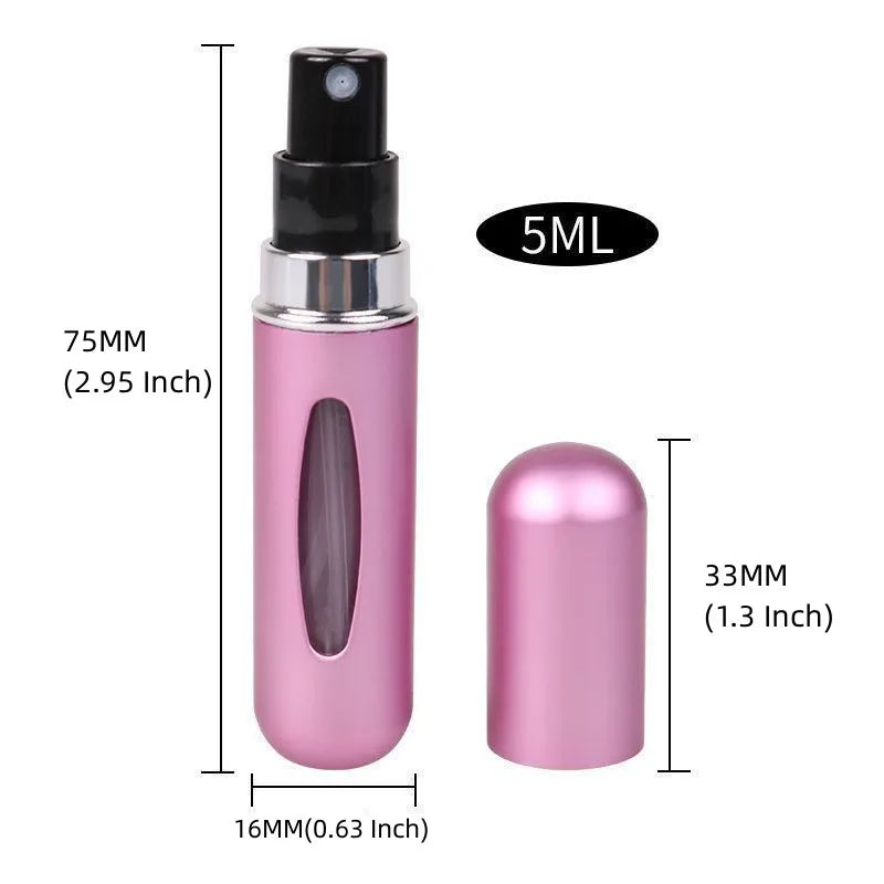 Botella pulverizadora de perfume de viaje portátil de 5 ml con herramientas para el cuidado de la piel, cómoda y fácil de transportar, ideal para uso y retocaciones en movimiento