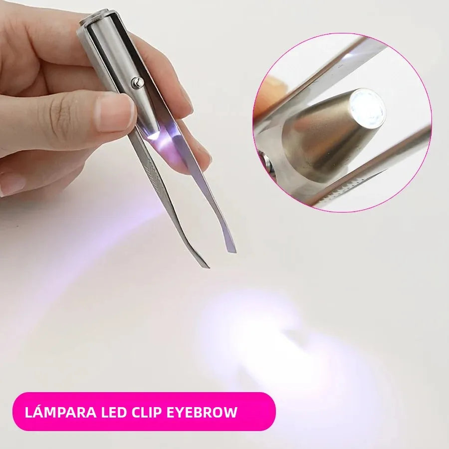 Pinzas para cejas con luz LED, herramienta de belleza precisa y iluminada para dar forma a las cejas