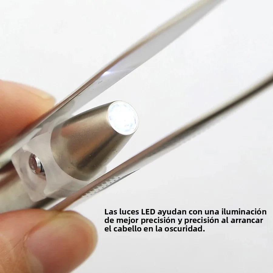 Pinzas para cejas con luz LED, herramienta de belleza precisa y iluminada para dar forma a las cejas