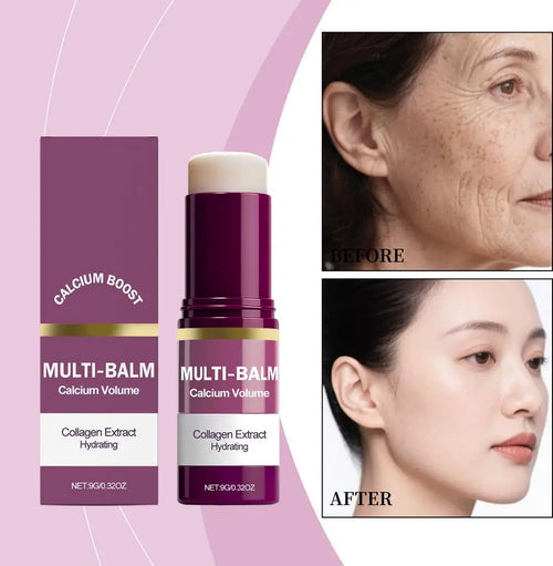 Bálsamo múltiple de calcio antienvejecimiento, volumen reafirmante hidratante, reparación de sequedad calmante, ilumina el tono de la piel, crema hidratante profunda en barra