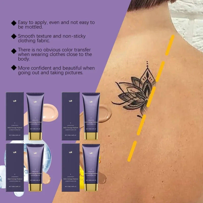 Perfector de cobertura corporal de belleza: maquillaje corporal y piernas resistente al agua, corrector para cicatrices, manchas, venas, tatuajes y más mezcla de cosméticos