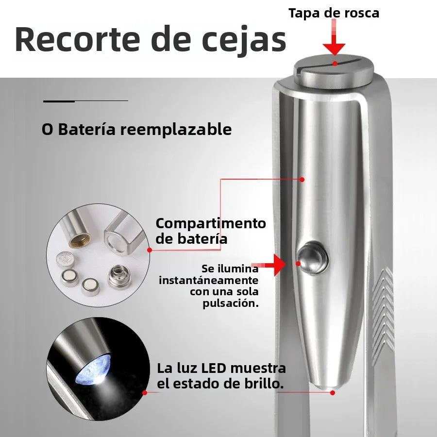 Pinzas para cejas con luz LED, herramienta de belleza precisa y iluminada para dar forma a las cejas