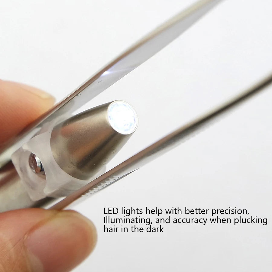 Pinzas para cejas con luz LED, herramienta de belleza precisa y iluminada para dar forma a las cejas