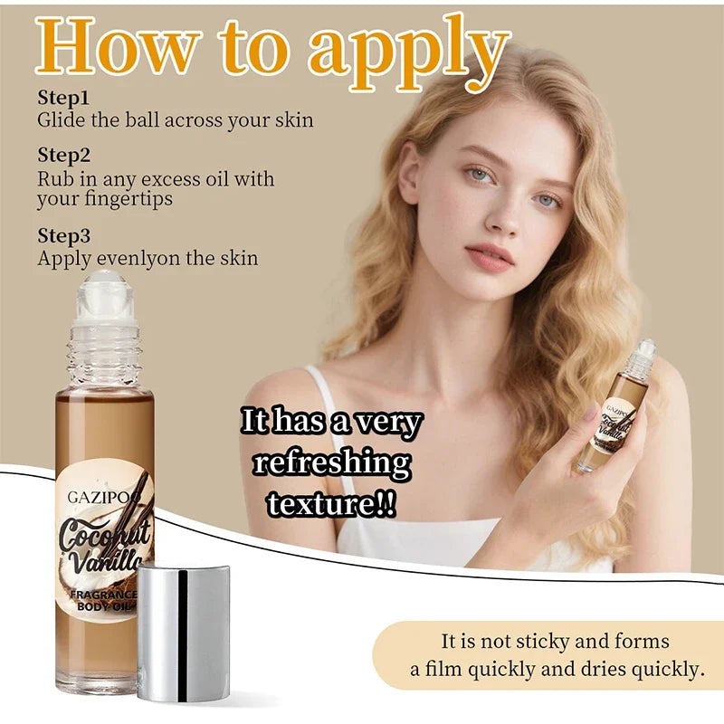 Perfume De aceite esencial Roll-on Gourmet, vainilla, coco, palomitas De maíz, leche, galletas, crema, melocotón, avena, almendra, agua fresca De Toilette, 10ml