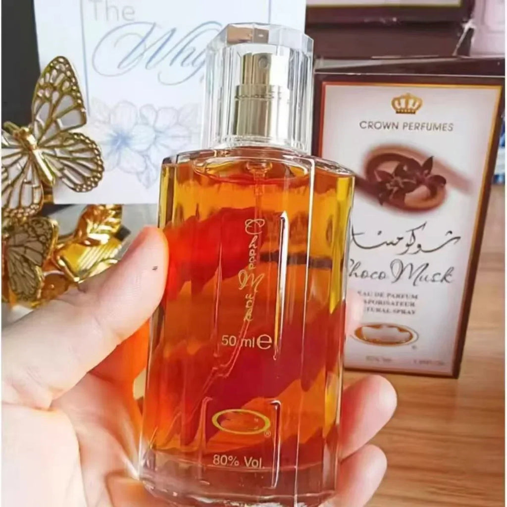 Perfume de lujo para mujer, fragancia de Chocolate y almizcle con notas de rosa y vainilla, Perfume de Colonia árabe de Dubái, 50ml