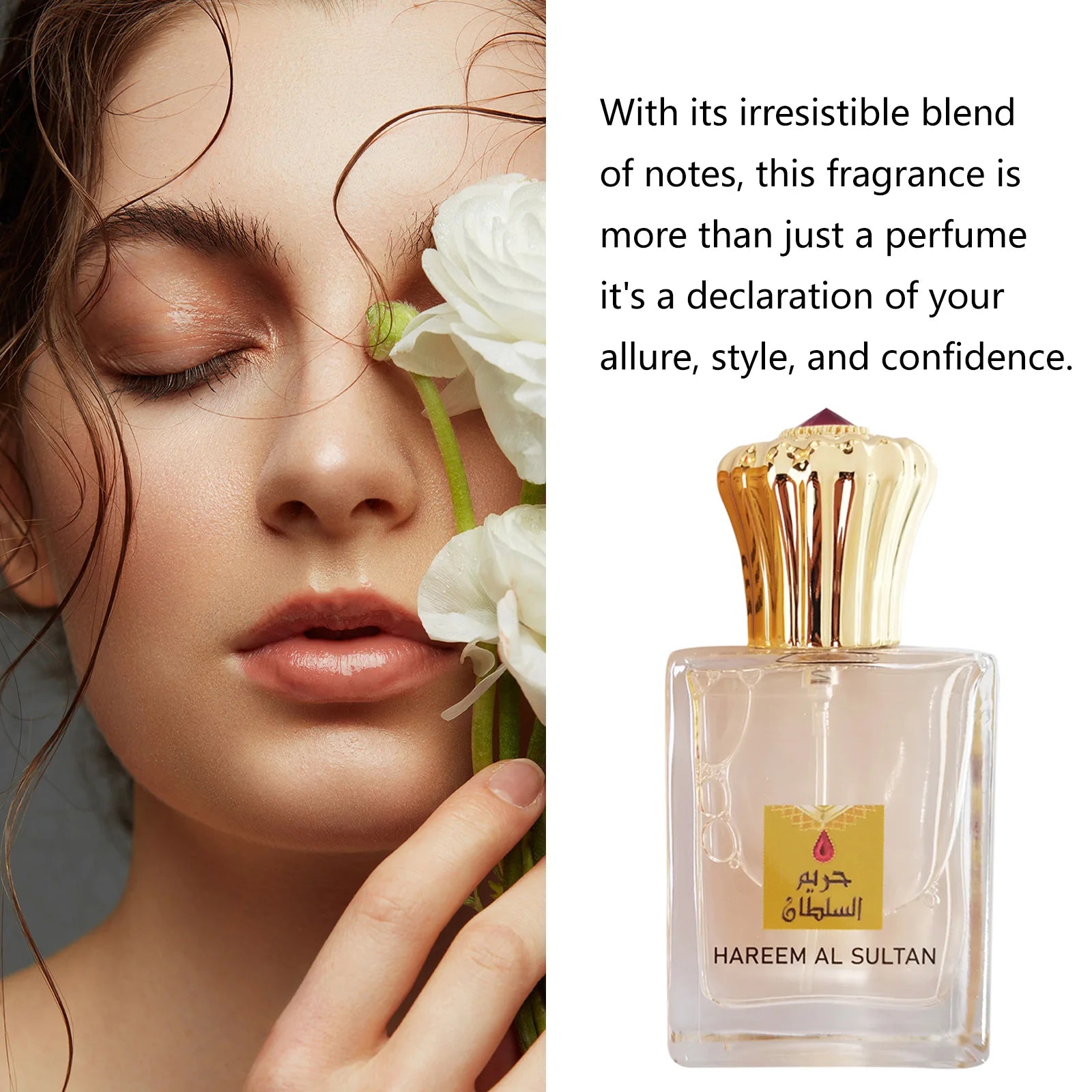 Aceite de perfume árabe Oudh dorado: aroma de ámbar y rosa, fragancia unisex duradera. Fórmula de ingredientes naturales para uso prolongado.